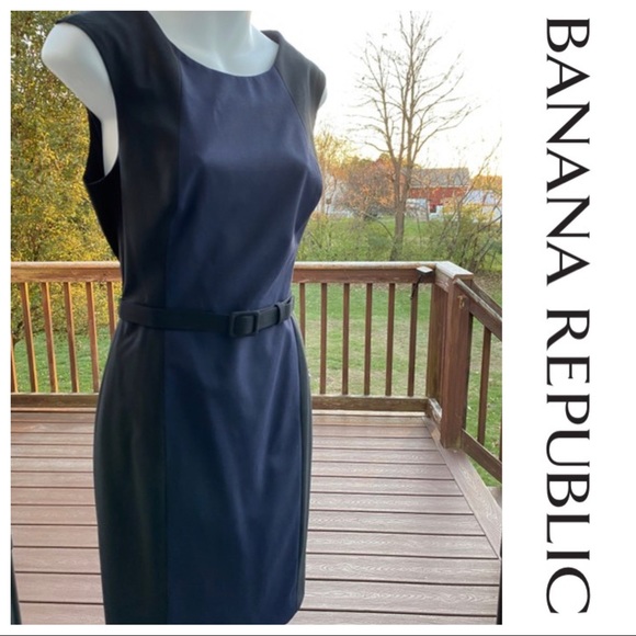 Banana Republic Dresses & Skirts - NWT Navy & Black Banana Republic Belted Sheath Dress, 4